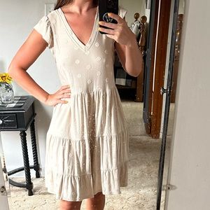 Boutique brand Mine size small Swiss dot cream dress - never worn!